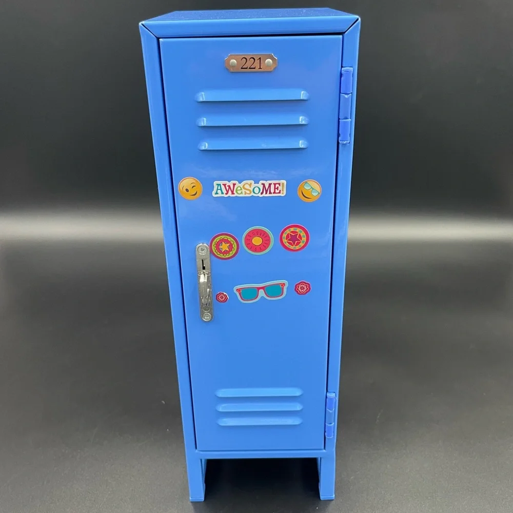 American girl blue metal 12 inch for doll school locker set